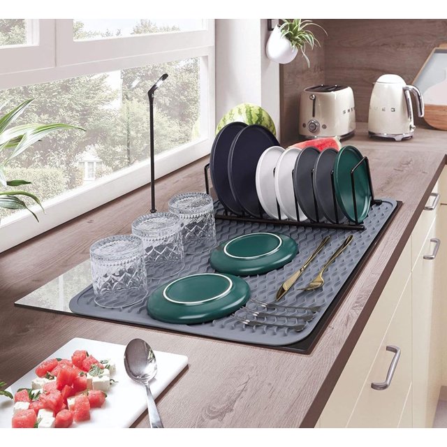 Alfombrilla de silicona para secar platos MODENGKONGJIAN, resistente al calor, verde