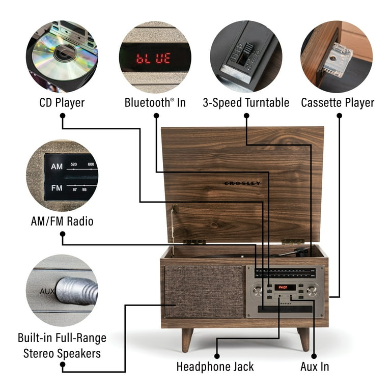 Crosley Serenade 8-In-1 Bluetooth Vinyl Record Player, 3