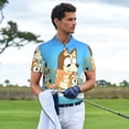 thumbnail image 4 of Lsque Bluey Pattern Golf Shirts for Men Dry Fit Print Moisture Wicking Performance Short Sleeve Polo Shirt-X-Large, 4 of 7