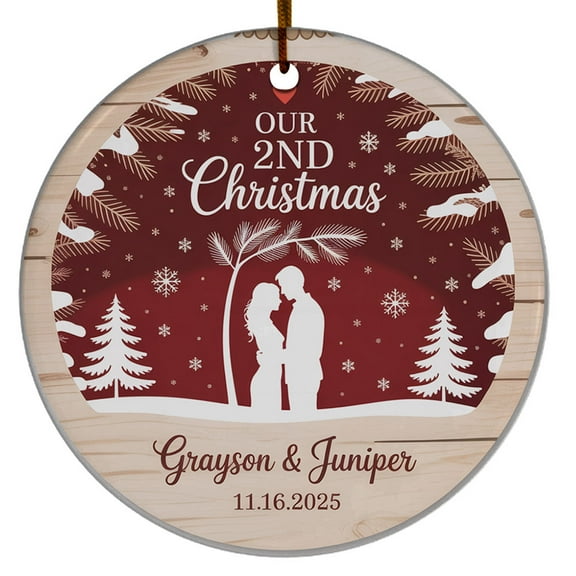 Our 2nd Christmas Together Ornament 2025, Married Couple Christmas Ornament Gift for Wedding Anniversary, Our Second Xmas Together Christmas Ornaments