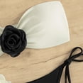 thumbnail image 5 of MGDXOX Women's Strapless Fashion Floral Appliques Bikini Bow Tie Side Bandeau Swimsuits High Cut Coquette Bathing Suit Gray S, 5 of 9