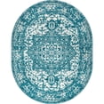 thumbnail image 1 of Unique Loom Tapis de Bordure Richemond 7' 10 x 10' Ovale Turquoise/ivoire, 1 of 2