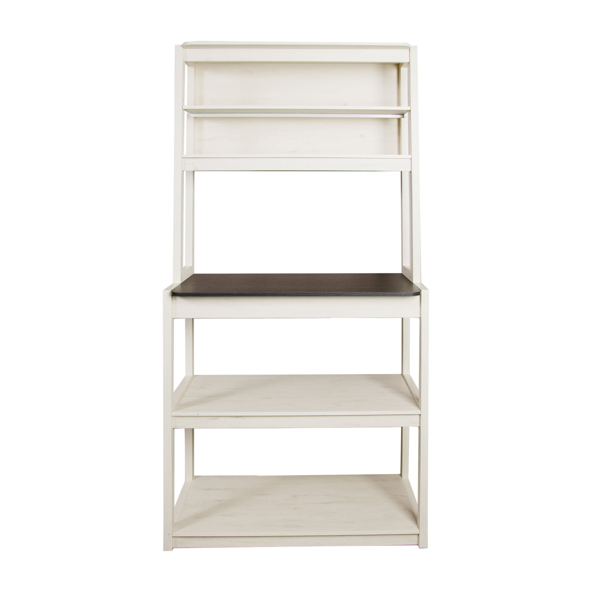 Leumius 31.50" 5-Tier Bakers Rack, Multipurpose Kitchen Storage Shelf, Microwave Stand, Coffee Bar Station for Home Kitchen Organizing White & Black