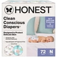 thumbnail image 2 of The Honest Company Clean Conscious Diapers® | Up to 100% Leak Protection I Designed to Protect Delicate Skin Hypoallergenic + Fragrance Free Above It All + All the Alpacas, Size NB, 72 Count Club Box, 2 of 12
