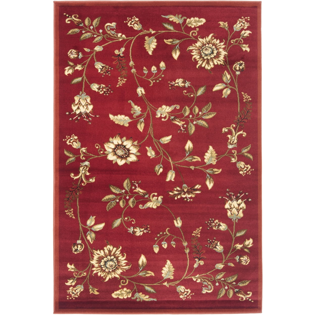 SAFAVIEH Lyndhurst Milo Floral Border Area Rug, Red/Multi, 8'9" x 12'