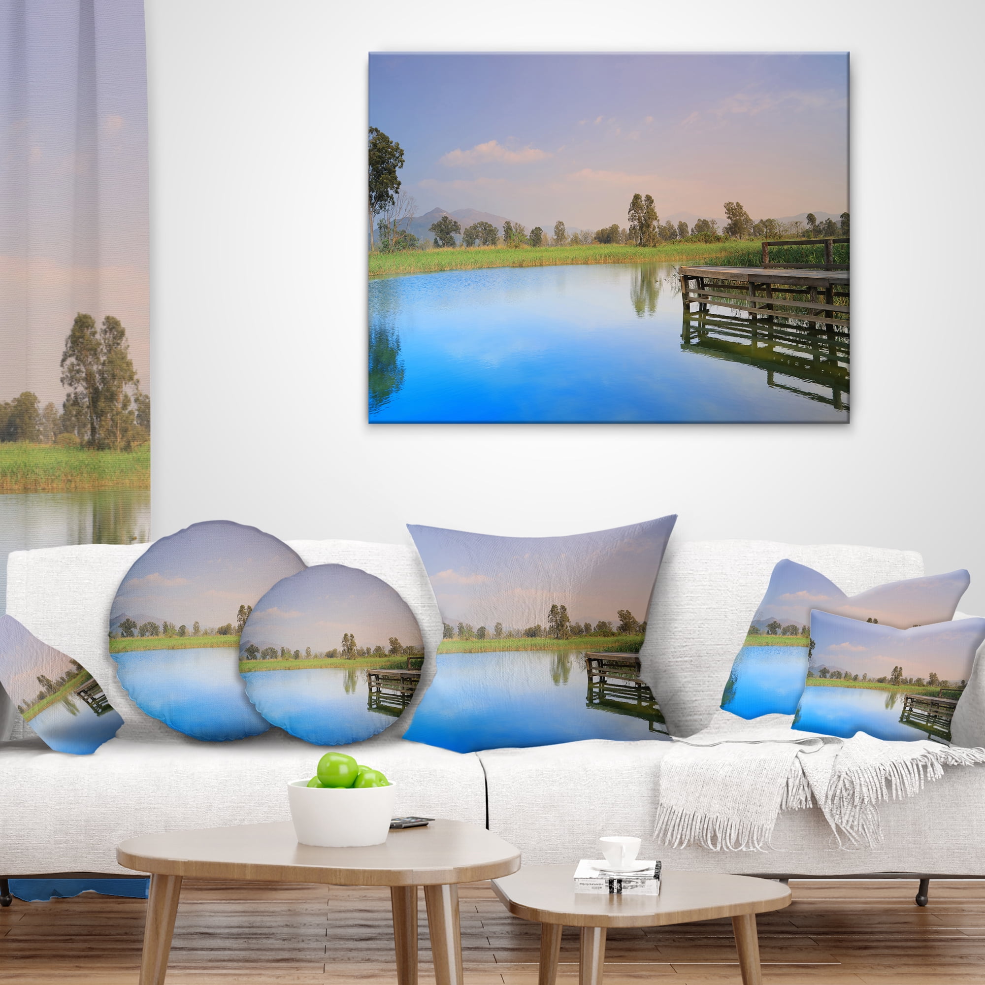 Designart Wetland of Nam Sang Wai Blue - Seascape Throw Pillow - 12x20