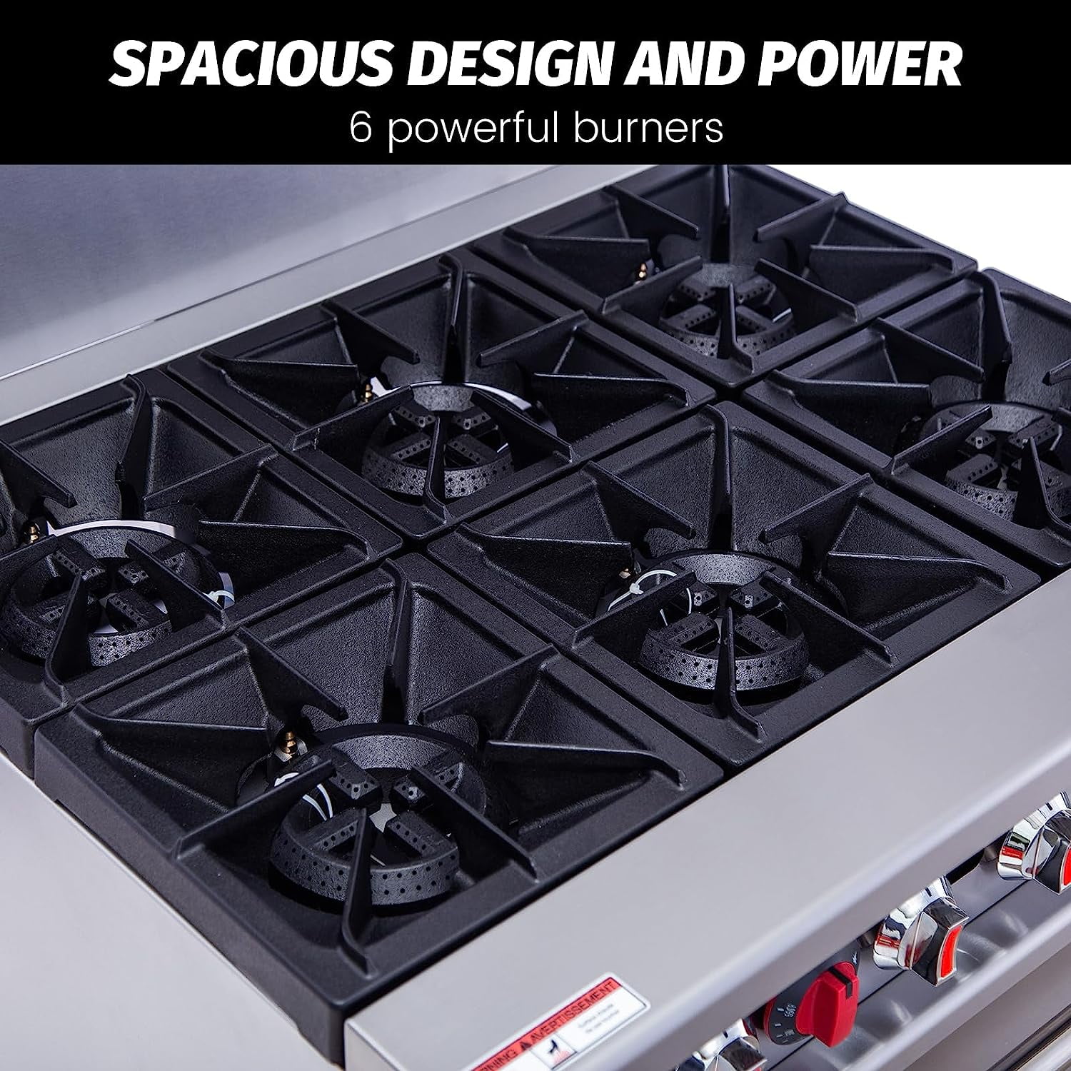 Hakka 36" Gas Range Stove With 6 Powerful Burners For Commercial Kitchens