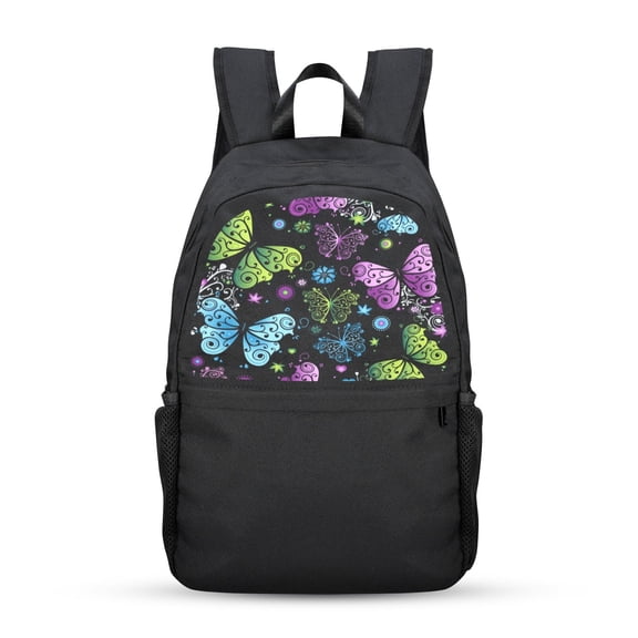 Back to School Backpack for, Teens, College, Office - Laptop Compartment - Butterfly Night Casual Backpack