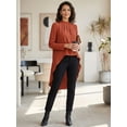 thumbnail image 2 of DARING DIVA Women's High Low Long Sleeve Asymmetrical Hem Casual Blouse S Brick Red, 2 of 8