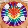 thumbnail image 2 of Colorful Rainbow Tie Dye Spiral Pattern Round Fitted Tablecloth with Elastic Edge,Dining Table Cover Waterproof,Outdoor Round Tablecloth for Camping,Dining,Indoor and Outdoor, 2 of 7