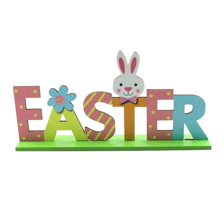 

Christmas Deal Easter Wooden Desktop Bunny Chick Letter Plaque Desktop Craft Ornament