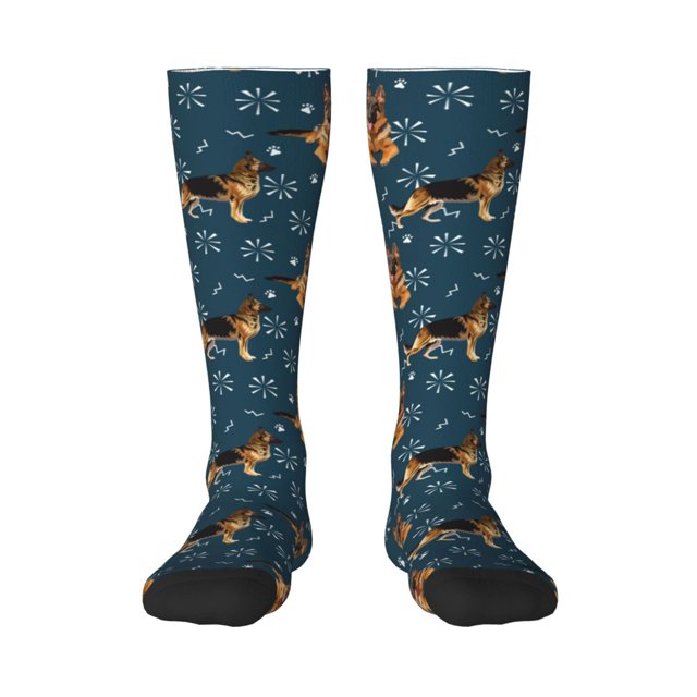 Gaeub Chaussettes Design Imprimé Berger Allemand Chaussettes Hautes Extensibles pour Hommes Femmes Adolescents, Chaussettes de Softball Soccer pour Randonnée, Sport