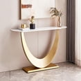 47 Inch Console Table Sintered Stone Entryway Table with U-Shape Gold ...