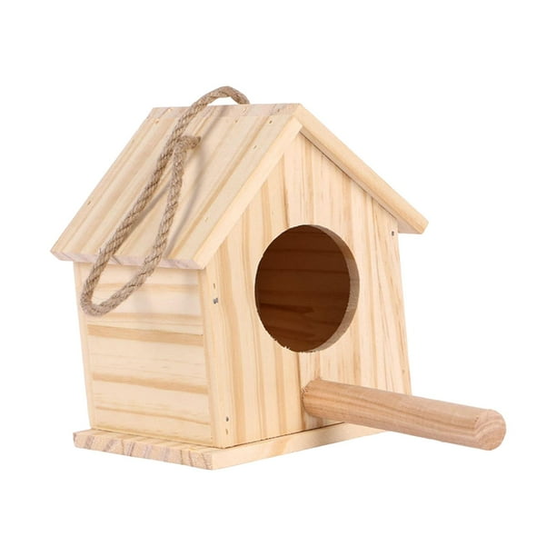 Casa de pájaros de madera, caja nido decorativa, casa de pájaros colgante, país con soporte de percha 125 cm x 12 cm x 155 cm Cola Casa de pájaros