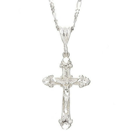Sterling Essentials Sterling Silver Diamond-cut Crucifix Necklace