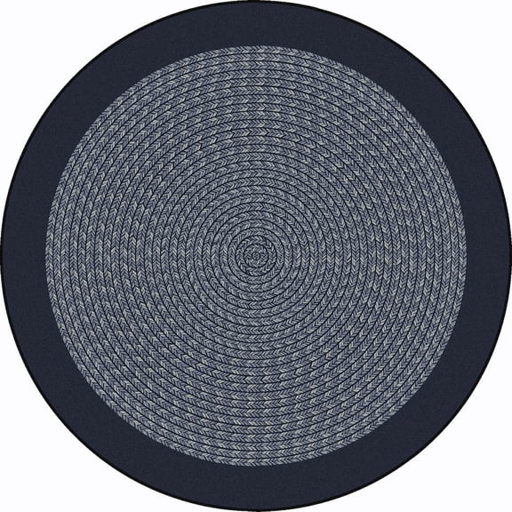 Joy Carpets Kid Essentials Like Home 5'4" Round Area Rug in Color Navy