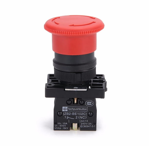Methold Interruptor de parada de emergencia con señal roja de hongo de arranque, Terminal de tornillo de reinicio giratorio, accesorio de Electrónica miscelánea