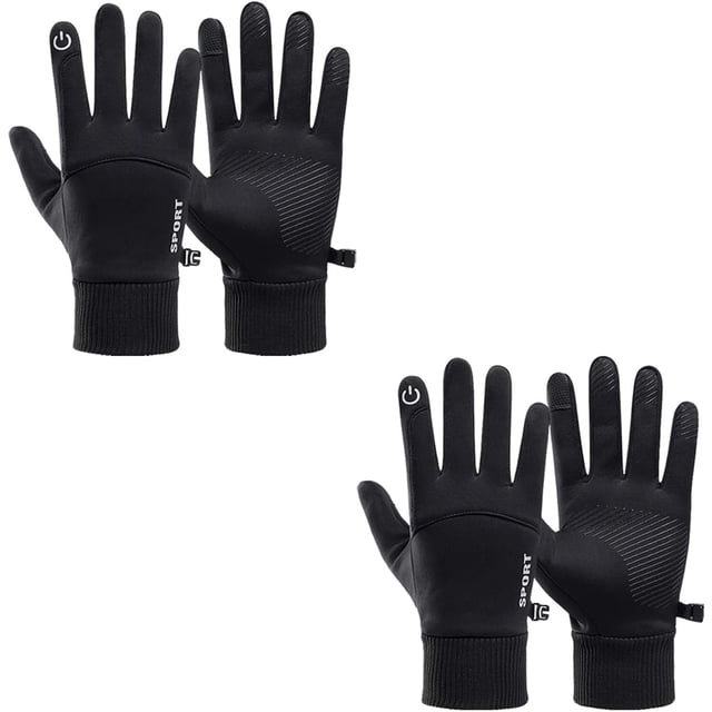 Guantes Térmicos de Invierno VentDepot 2 Pares L Negro 105mm x 240mm Poliéster y Vellón