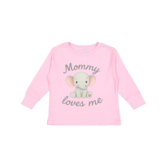 Inktastic Mommy Loves Me Cute Elephant Boys or Girls Long Sleeve Toddler T-Shirt