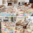 thumbnail image 5 of Large Area Rugs for Living Room Bedroom, Easter 8'x10' Rug Washable Carpet Runner Indoor Outdoor, Spring Bunny Eggs Botanical Floral Wooden Grain Non Slip Floor Mats Rug for Kitchen, Patio, 5 of 8