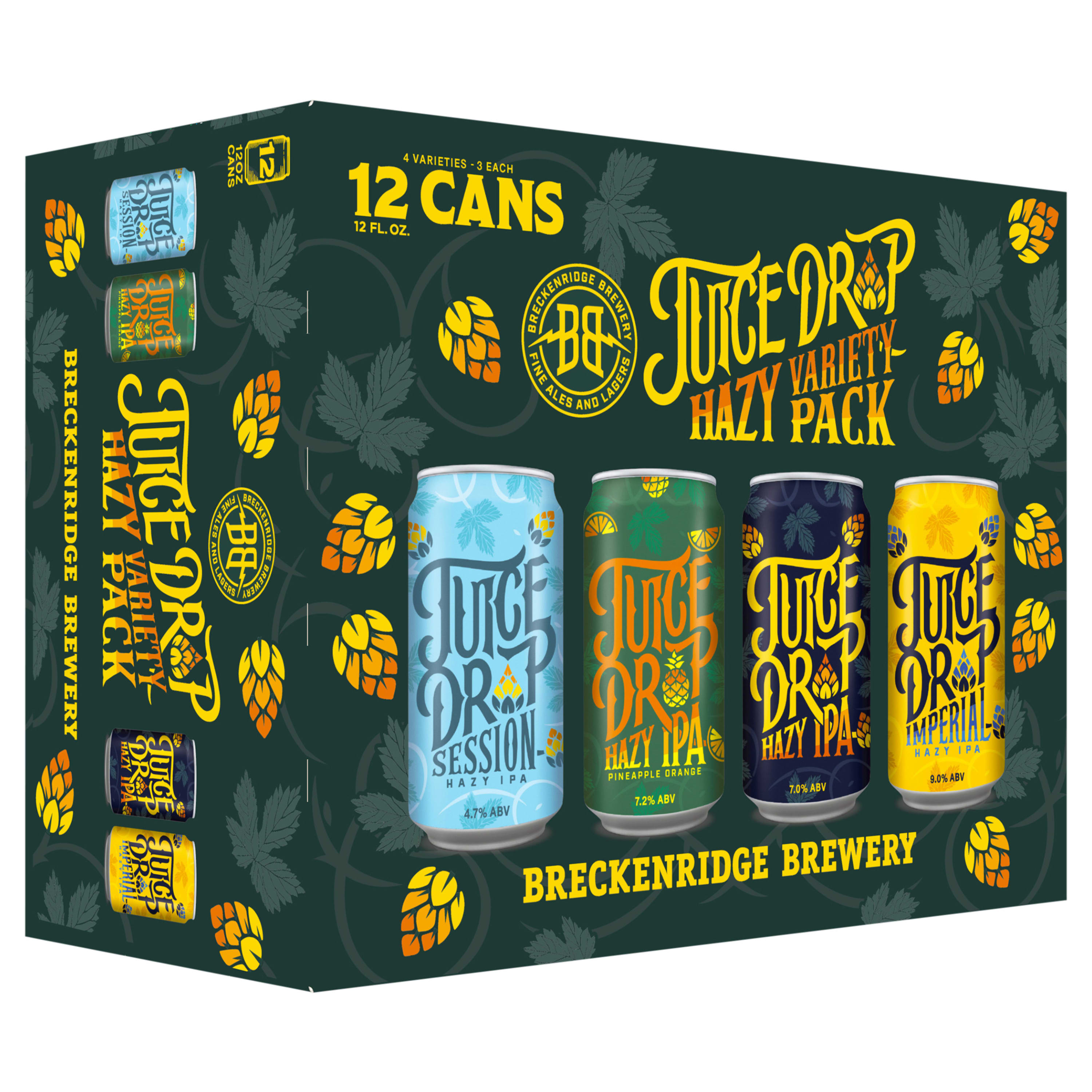 Breckenridge Brewery Juice Drop Hazy IPA Beer Variety Pack 12 pack 12 oz Cans Jui ABV