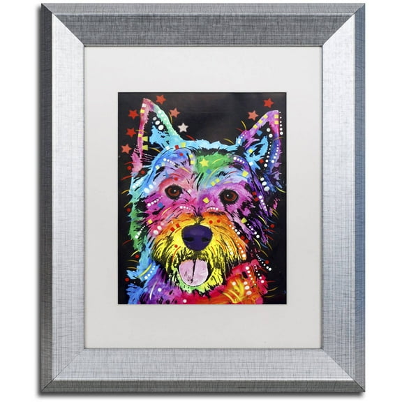 Trademark Fine Art "Westie" Canvas Art by Dean Russo, White Matte, Silver Frame
