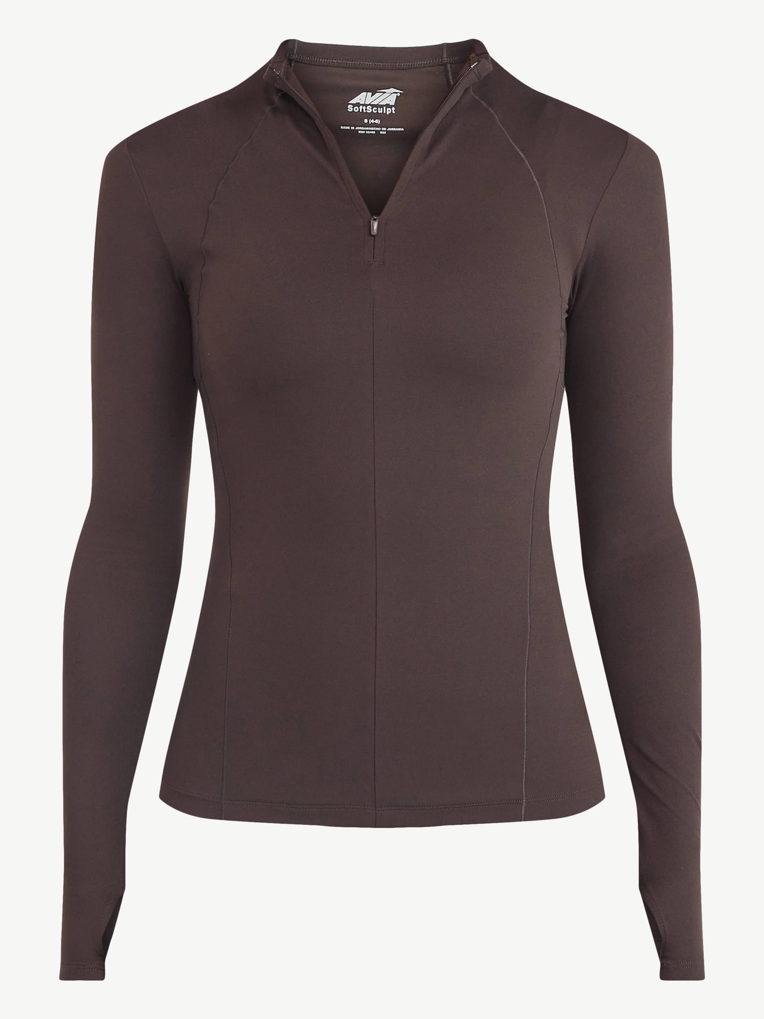 Avia Women's and Women's Plus SoftSculpt Quarter Zip Long Sleeve Top, Sizes XS-4X