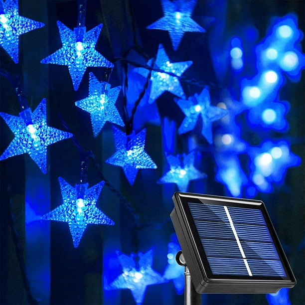 Guirlande Lumineuse Solaire 50 LED Extérieure Guirlande Lumineuse Étoile à  Énergie Solaire Étanche LED Jardin Décoratif Guirlande Lumineuse de Noël  pour Jardin, Patio Maison Fête de Mariage (Bleu) 