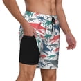 thumbnail image 2 of Kdxio Colorful Shark Print Men'S Swim Trunks With Compression Liner 7 Inch Inseam Quick Dry Swim Shorts, 2 of 7