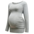 thumbnail image 5 of Bearsland Women's Long Sleeve Maternity Tops Casual Side Ruched Clothes Pregnancy Shirts 3-Pack,E-S, 5 of 5