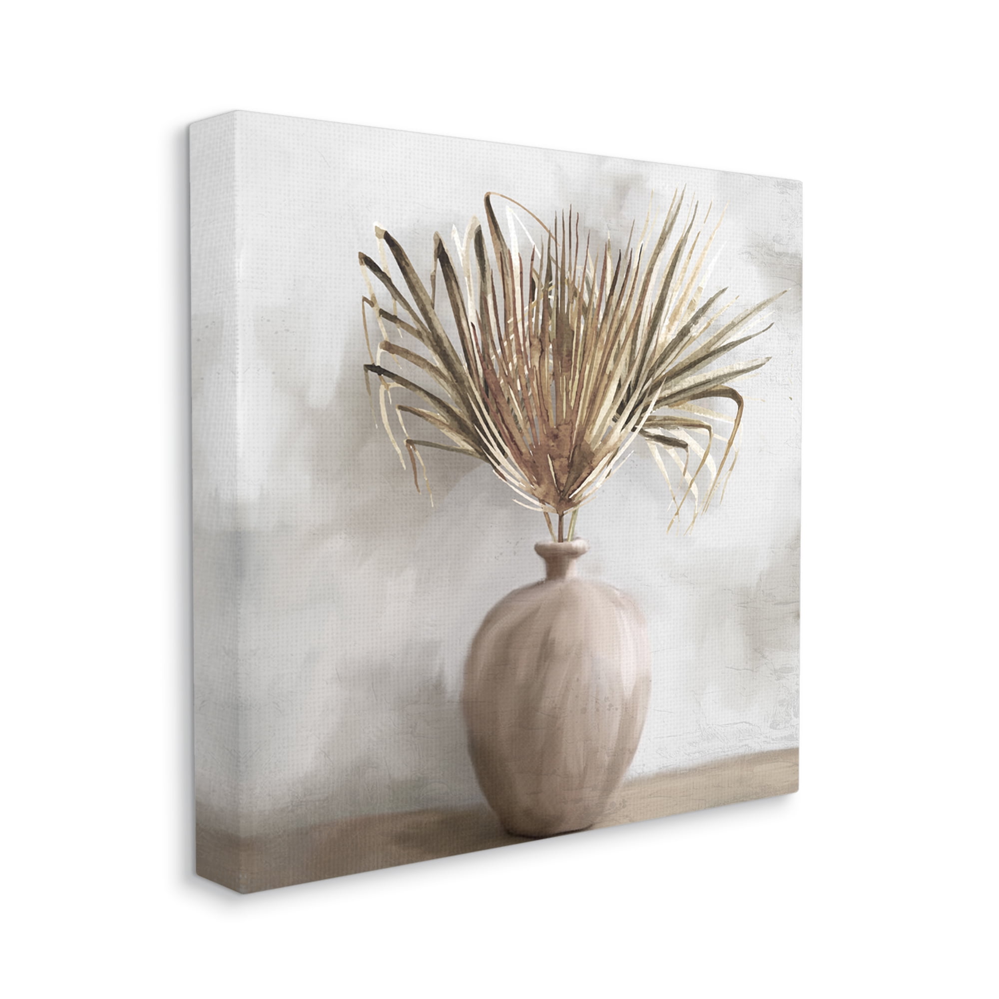 Stupell Industries Fan Plant in Vase Botanical & Floral Painting Gallery Wrapped Canvas Art Print Wall Art, 17 x 17
