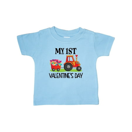 

Inktastic First Valentines Day Tractor Hearts Gift Baby Boy T-Shirt