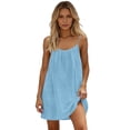 thumbnail image 2 of Backless Cami Dress for Women Spaghetti Strap Summer Flowy Midi Sundress Cotton Beach Lounge Dress Light Blue L, 2 of 9