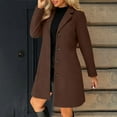 thumbnail image 2 of Breezora Women Wool Blend Trench Coat Stand Collar Single Breasted A Line Mid Length Outerwear for Fall and Winter S Size Coffee, 2 of 9