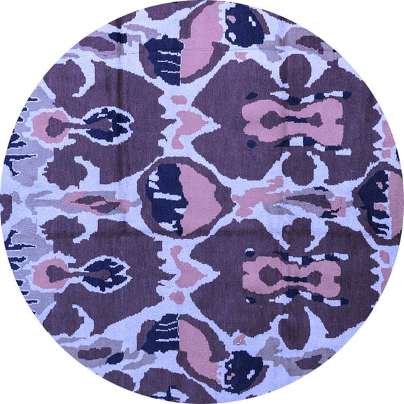 Ahgly Company Indoor Round Abstract Blue Modern Area Rugs, 8' Round