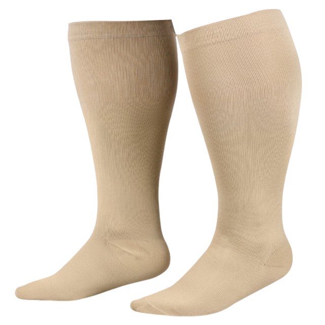 CSChome Chaussettes de Sport 1 Paire Sport Grande Compression Haute Élasticité Grande Taille Mi-Tube Respirant Doux Antidérapant Couleur Unie Course Randonnée