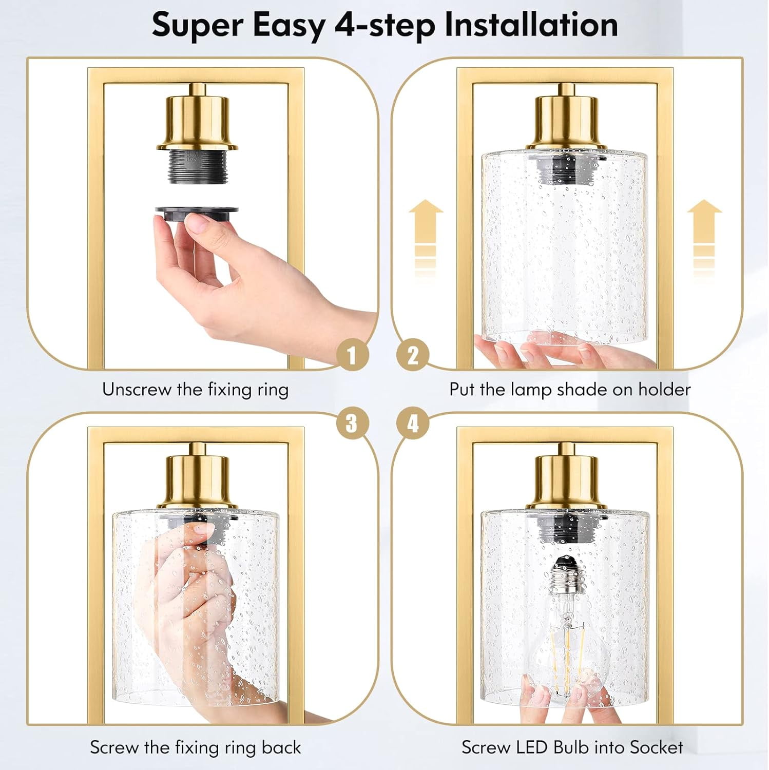 Set of 2 Wireless Charging Industrial Table Lamp, Gold