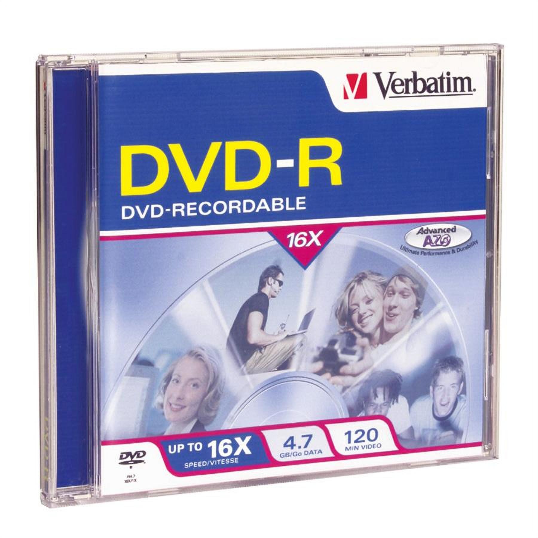VERBATIM DVD-R BRAND SLV 1pk 4.7GB/16X JEWEL CASE - image 2 of 2