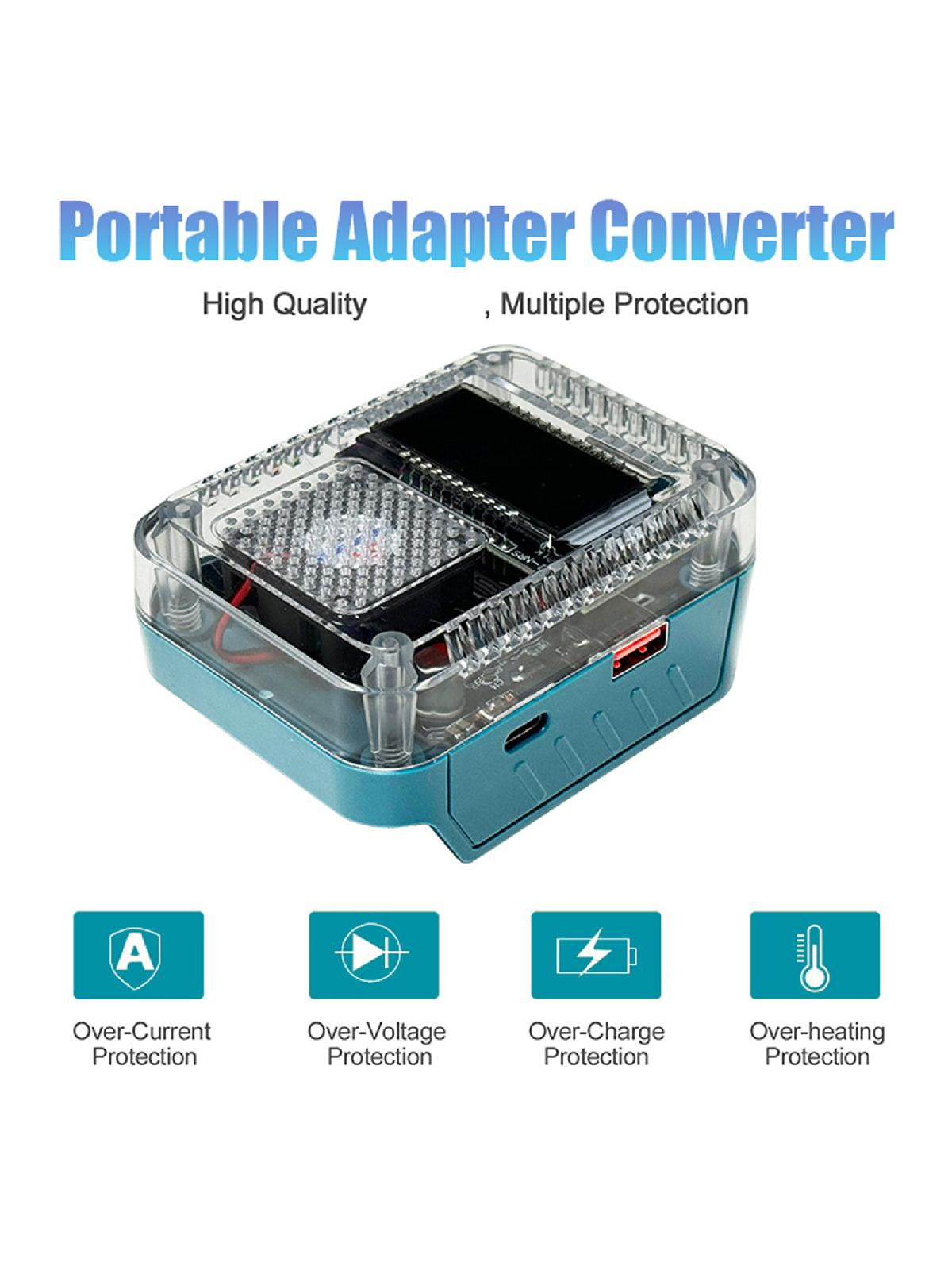 MultiPurpose Lithium Battery Charger Adapter with USB C Port 140W High Power Output Digital Display for Makita Batteries