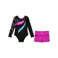 thumbnail image 4 of vastwit Girls Gymnastics Leotard with Shorts Active Clothes Set Metallic Ballet Dance Sports Outfits Star Black 6, 4 of 7