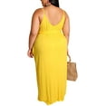 thumbnail image 2 of Womens Spaghetti Strap Maxi Dress Plus Size Sleeveless with Pockets and Belt - Yellow, 2 of 3