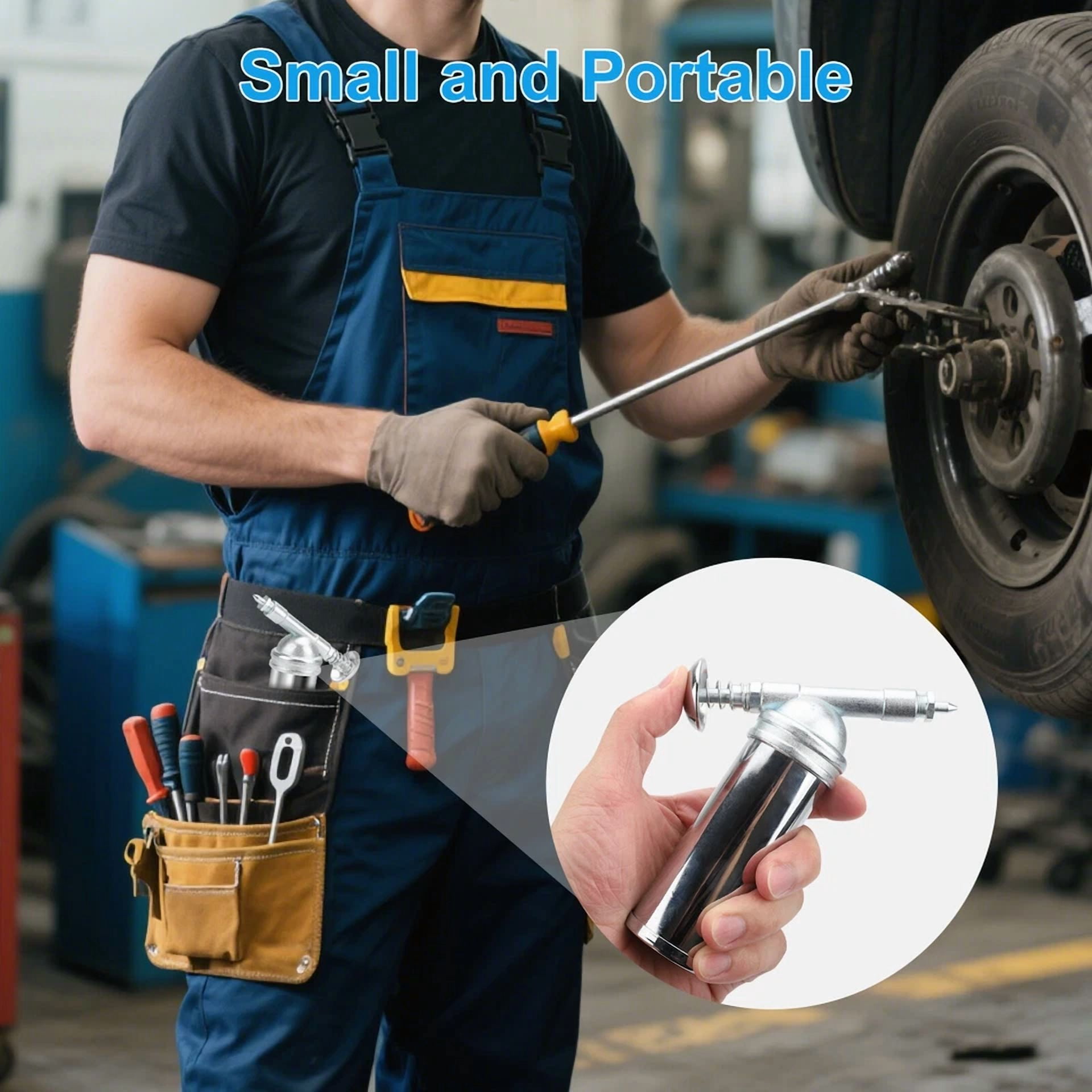 CIRCLE- 3Oz Handheld Mini Grease Gun Injector Adjustable Nozzle 1000Psi Pressure Output
