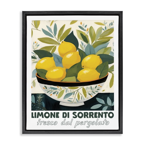 Stupell Industries Eclectic Charming Bowl of Lemons Black Floating Frame Canvas Art, 17 x 21, by Lux   Me Designs