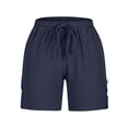 thumbnail image 5 of Cagogo Womens Elastic Waist Flowy Shorts Casual Loose Boho Beach Vacation Shorts Solid Summer Travel Denim Style Lounge Pants for Women, Navy S, 5 of 5