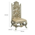 thumbnail image 5 of Benjara Ben 29 Inch Faux Leather Dining Chair, Set of 2, Ornate Carved, Gold, Beige, 5 of 5