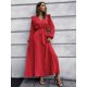 thumbnail image 4 of Vestidos de otoño e invierno para mujer 2022 elegante moda cuello en V vendaje plisado cintura alta vestido largo de fiesta sexy para mujer, 4 of 5