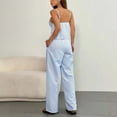 thumbnail image 4 of 2 Piece Outfits Summer,Women's Striped 2 Piece Outfits Tie Front Crop Tops Cami Top Elastic Waist Straight Leg Pant Streetwear Set Lounge Sets, 4 of 7