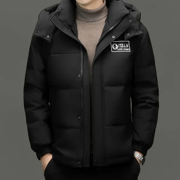 Chaqueta de invierno nueva para hombre, gruesa, cálida, de plumón de pato blanco, informal, con capucha, resistente al frío