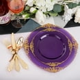 thumbnail image 4 of 102PCS Purple and Gold Plastic Plates - High End Purple Disposable Plate - Vintage Party Dinner & Dessert Plates for 51 Guests Wedding & Party & Birthday, 4 of 18