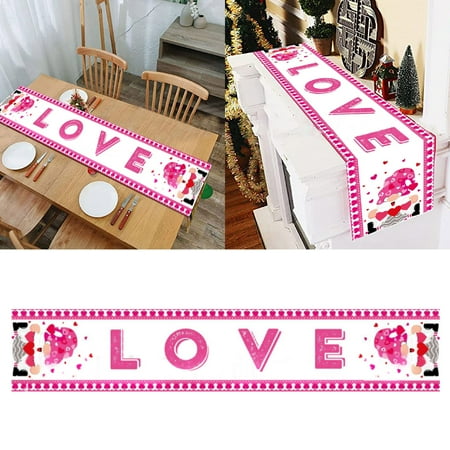 

NIUREDLTD Valentine s Day Table Flag Decoration Red Knitted Love Table Flag
